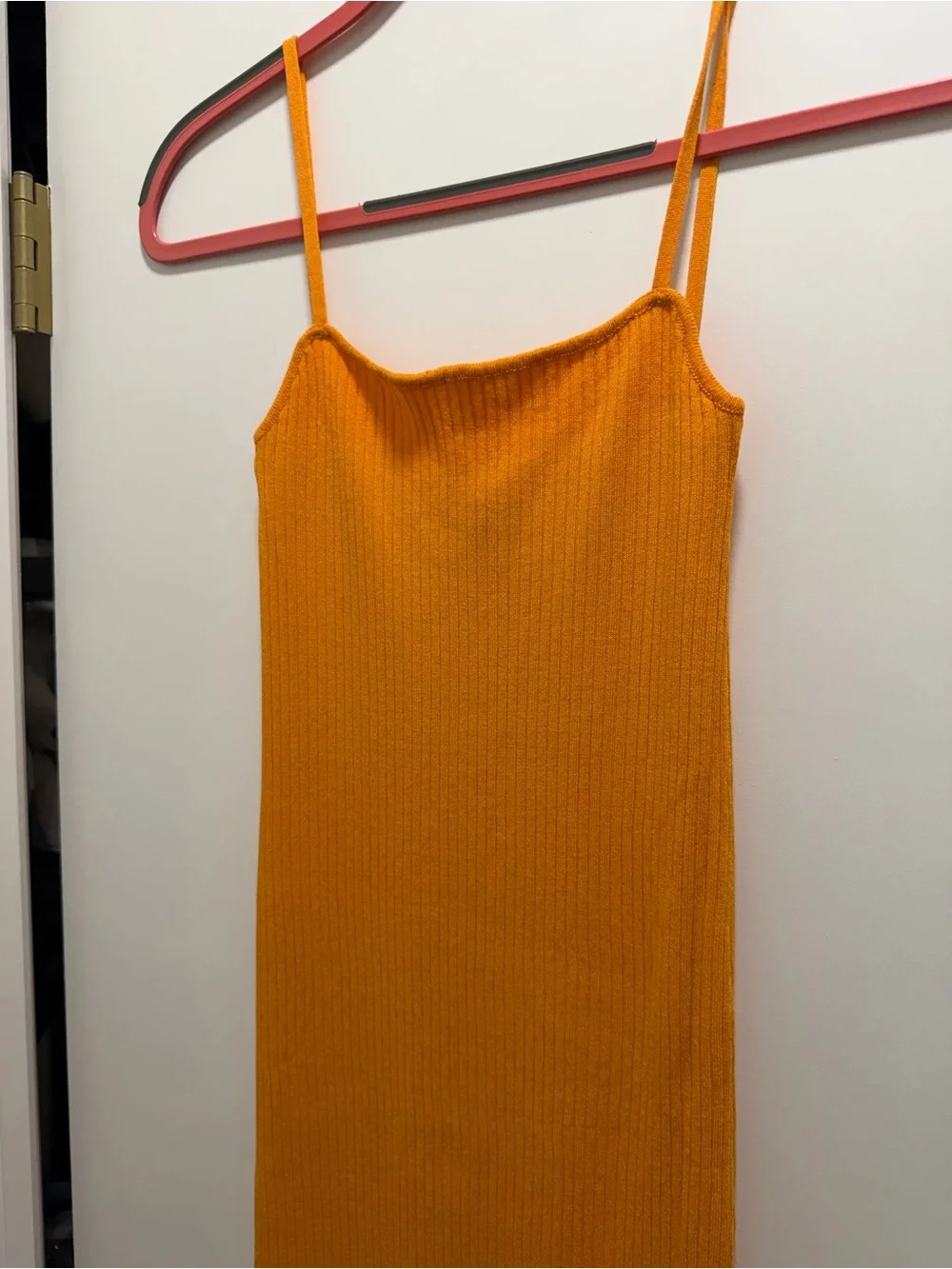 Zara Orange Ribbed Maxi Slip Dress - Sz M - Picture 3 of 5